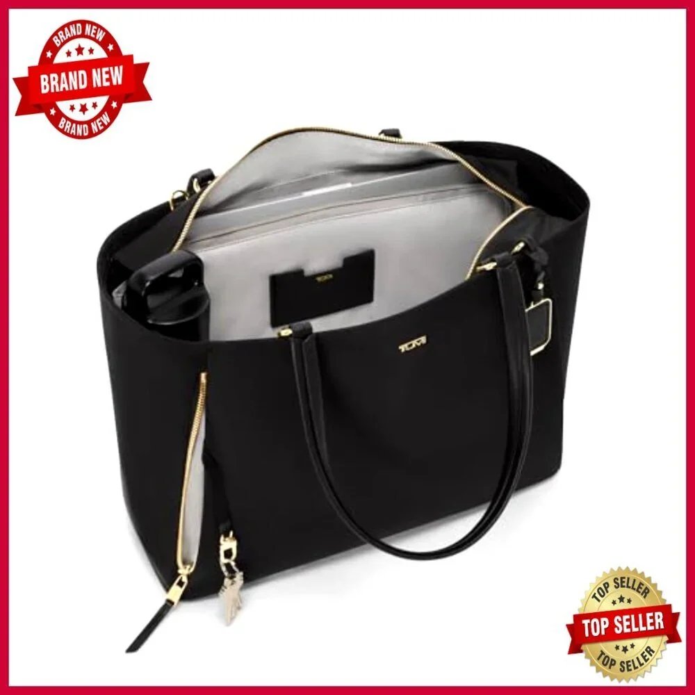 Large Nylon Tote Bag with Detachable Crossbody Strap, Water-Resistant
